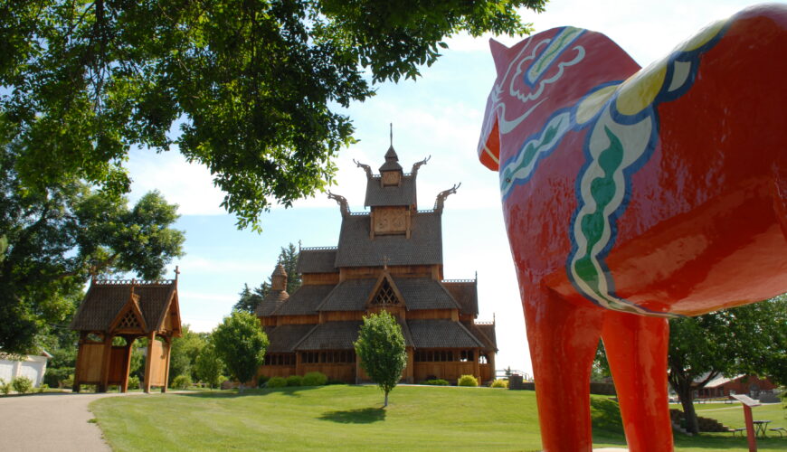 Dala Horse and Stave Church - Scandinavian Heritage Park - Minot, North Dakota